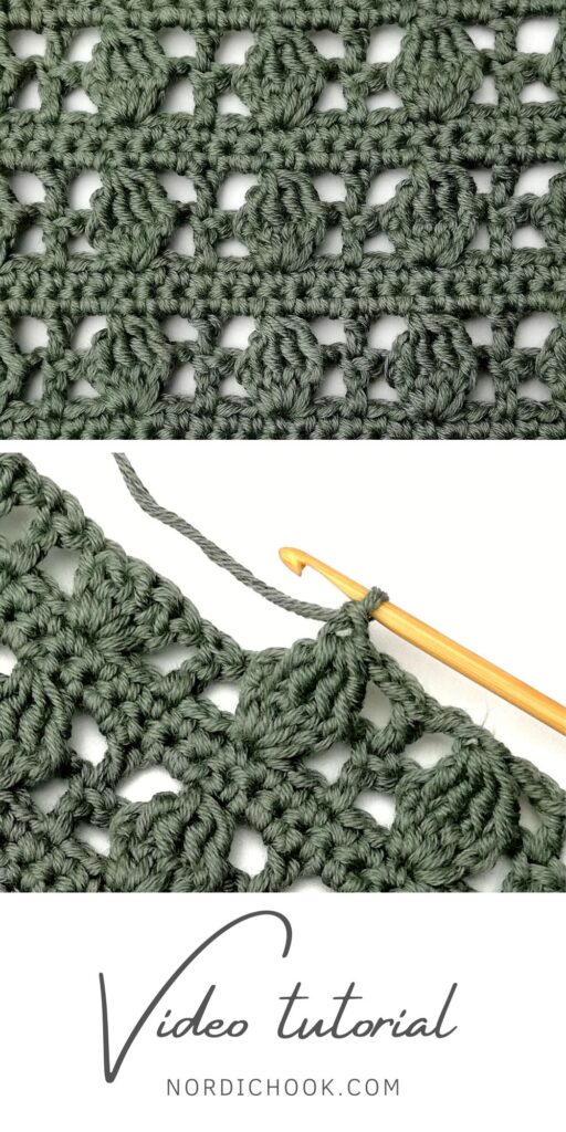 Crochet stitch photo and video tutorial: The boxed leaf stitch