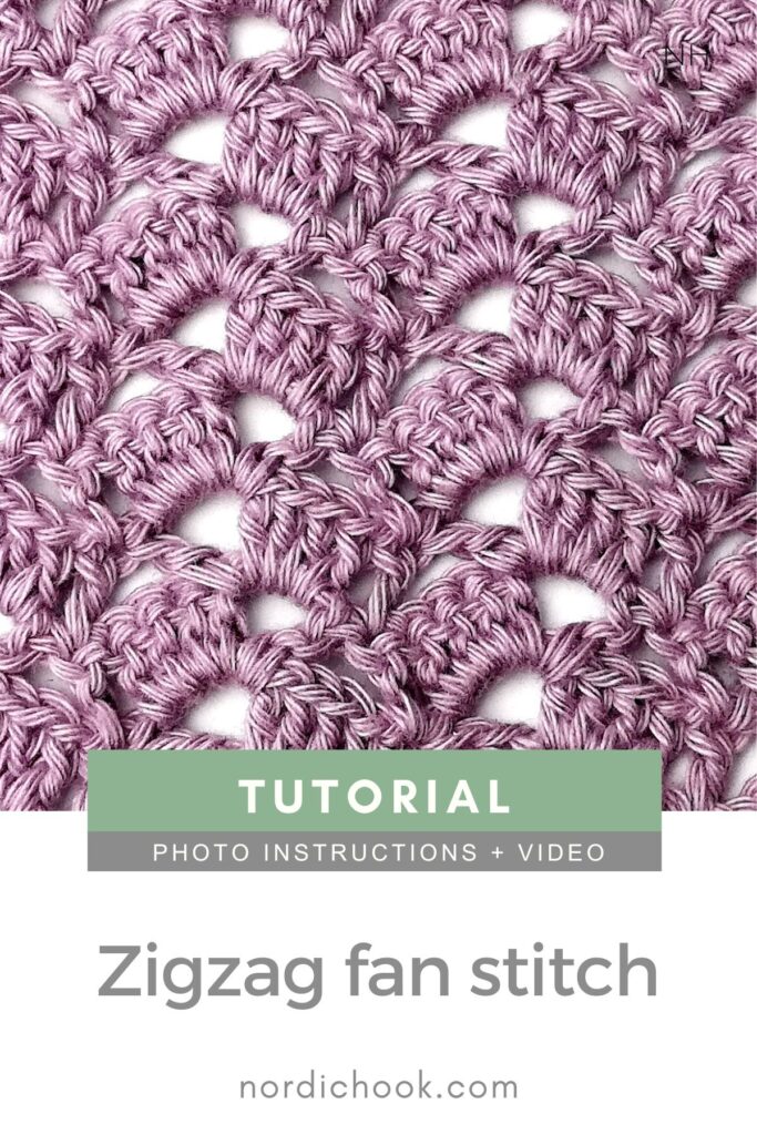 Crochet stitch photo and video tutorial: The zigzag fan stitch