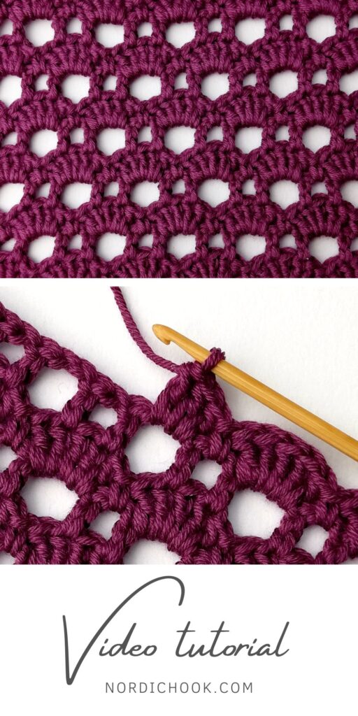 Crochet stitch photo and video tutorial: The shell and grid stitch