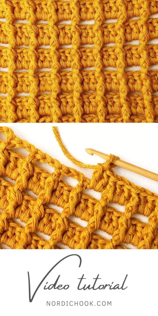 Crochet stitch photo and video tutorial: The bars and squares stitch