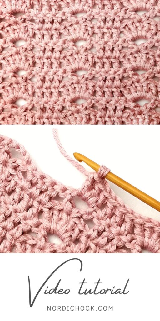 Crochet stitch photo and video tutorial: The column and fan stitch