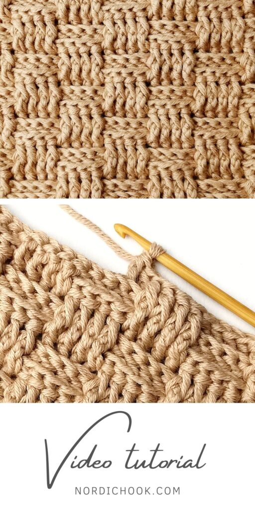 Crochet stitch photo and video tutorial: The large basket weave stitch