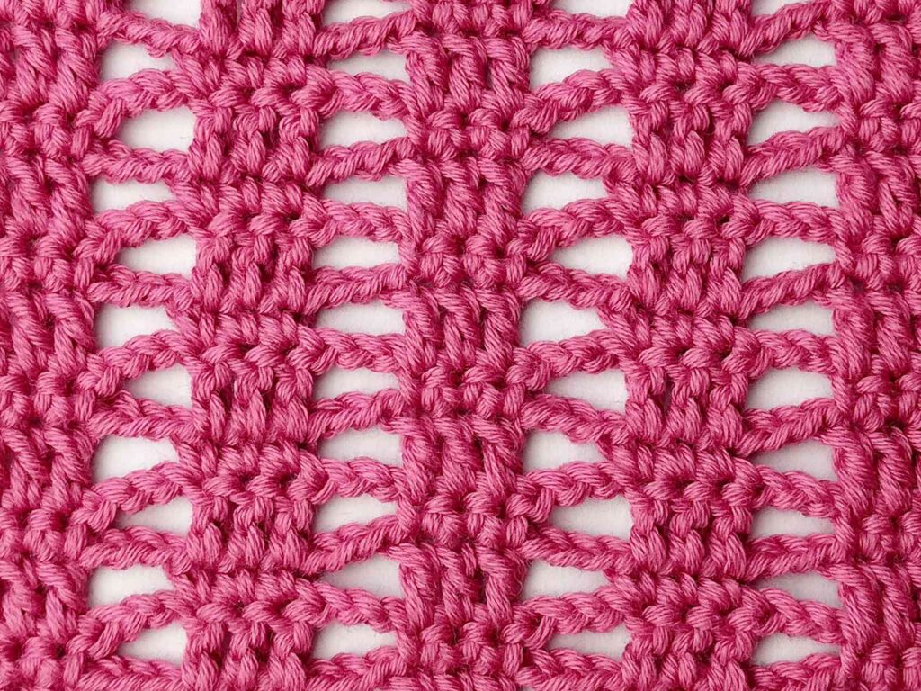 Crochet stitch photo and video tutorial: The column and lace stitch