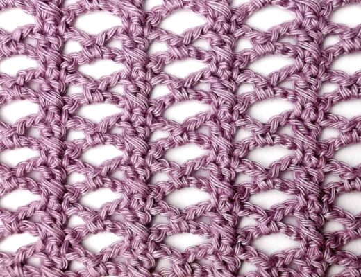 Crochet stitch photo and video tutorial: The crossed double crochet and lace stitch