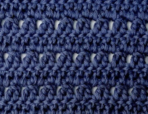 Crochet stitch photo and video tutorial: The striped double crochet two together stitch