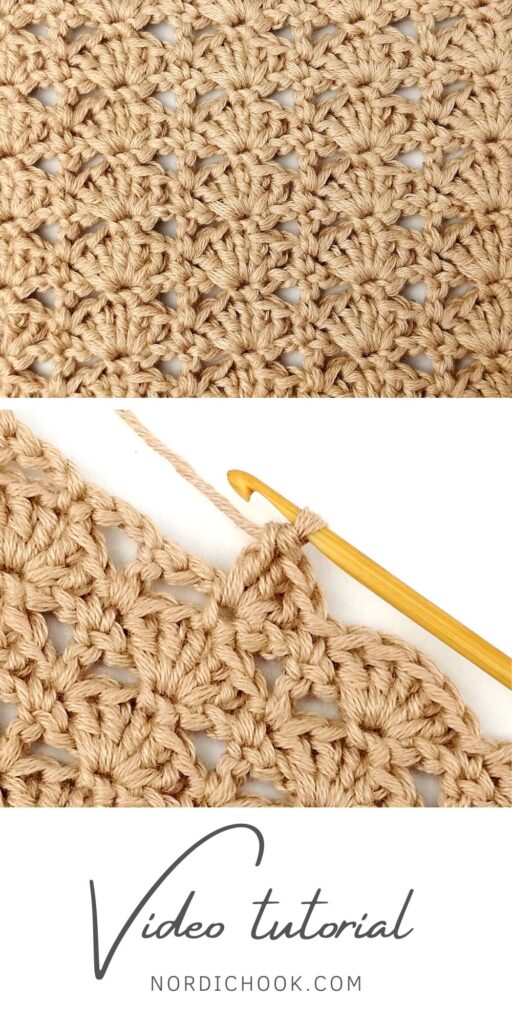 Crochet stitch photo and video tutorial: The simple aligned shell stitch