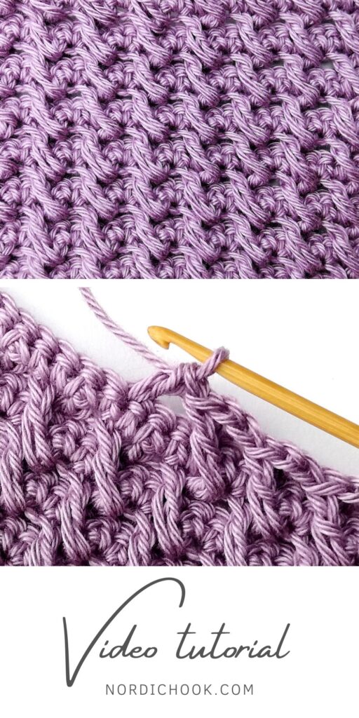 Crochet stitch photo and video tutorial: The crossed ripple stitch