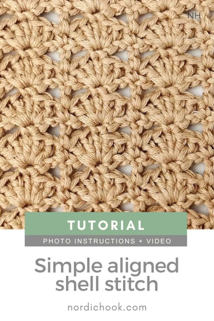 Crochet stitch photo and video tutorial: The simple aligned shell stitch