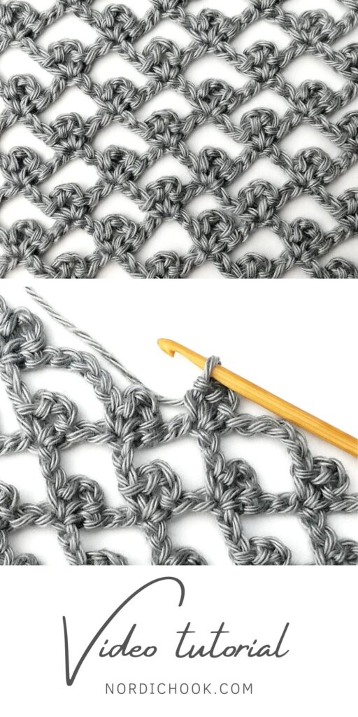 Crochet stitch photo and video tutorial: The picot trellis stitch