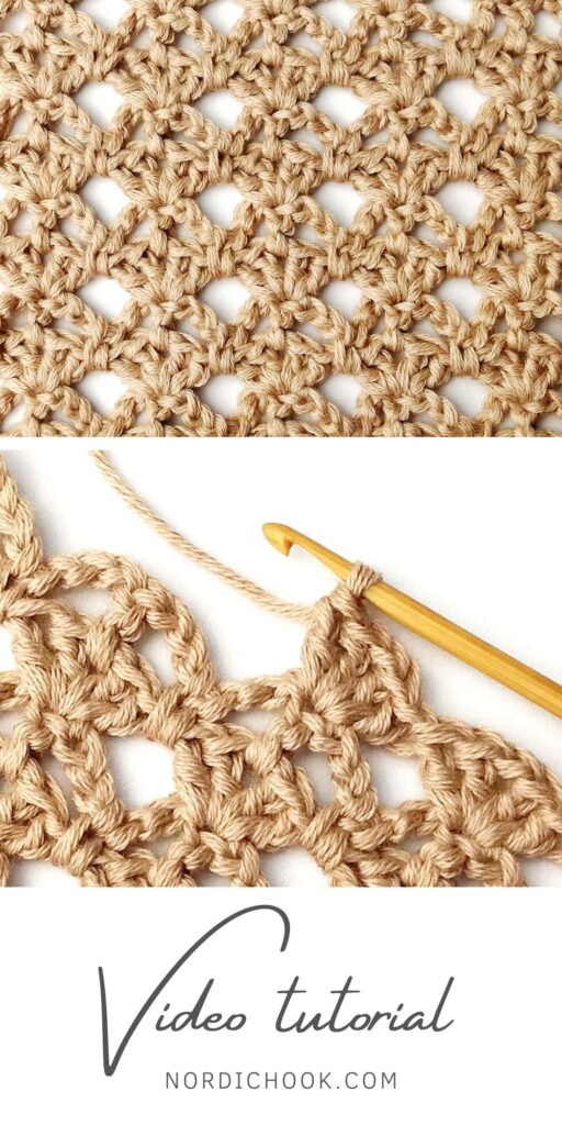 Crochet stitch photo and video tutorial: The lacy kite stitch