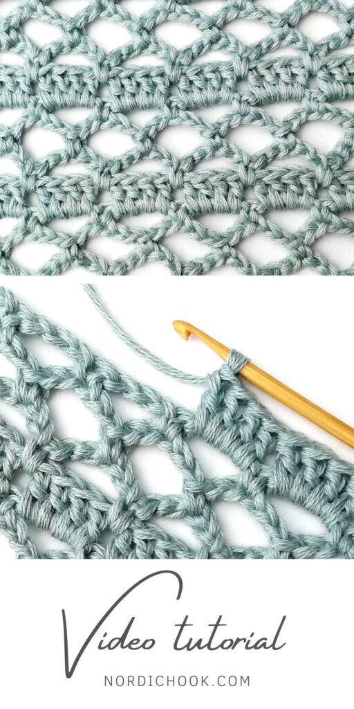 Crochet stitch photo and video tutorial: The eyelet and block stitch