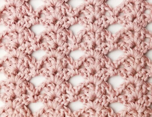 Crochet stitch photo and video tutorial: The double V and diamond stitch