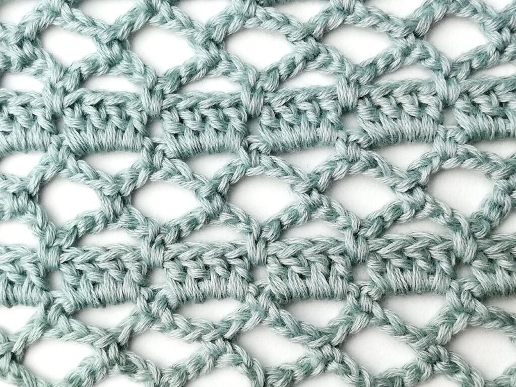 Crochet stitch photo and video tutorial: The eyelet and block stitch