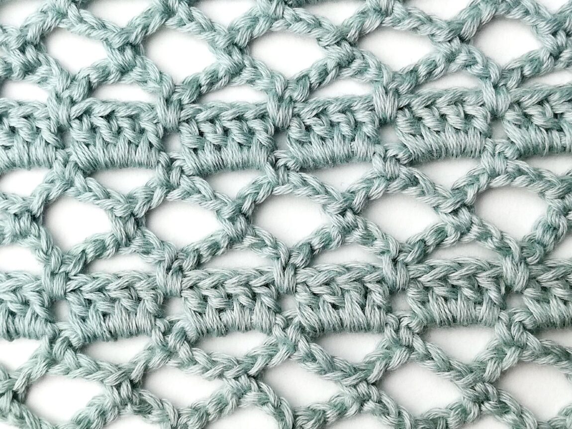 Crochet stitch photo and video tutorial: The eyelet and block stitch