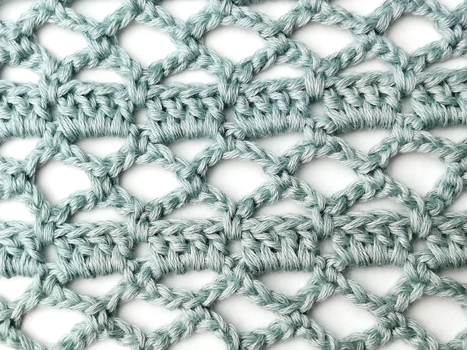 Crochet stitch photo and video tutorial: The eyelet and block stitch