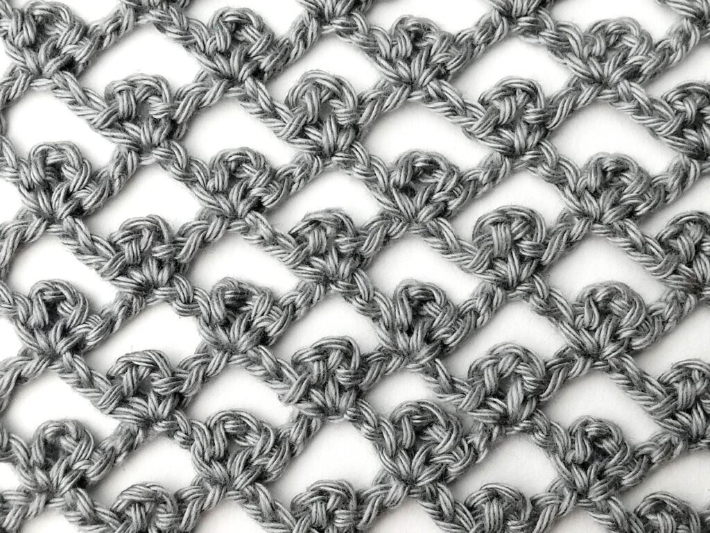 Crochet stitch photo and video tutorial: The picot trellis stitch