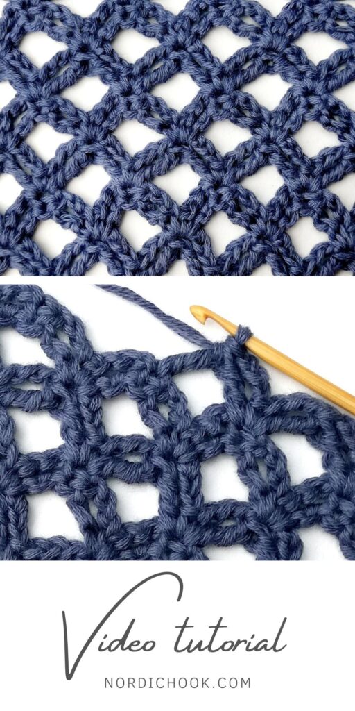 Crochet stitch photo and video tutorial: The lacy diamond stitch