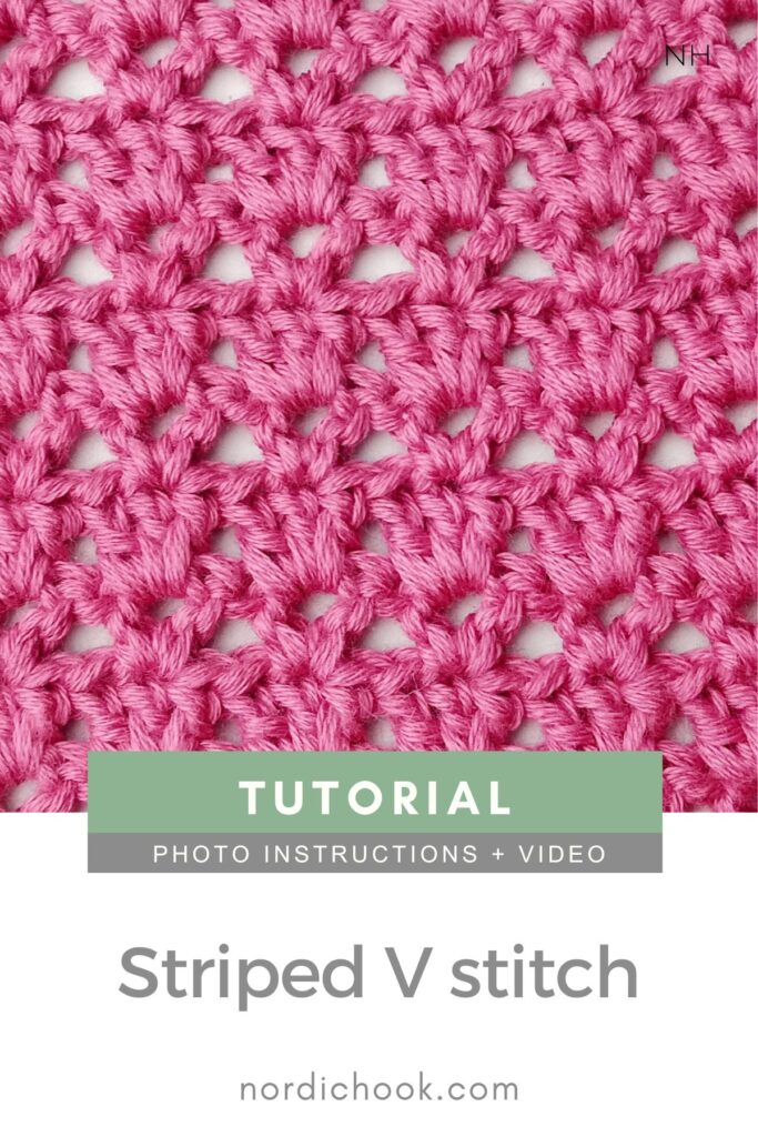 Crochet stitch photo and video tutorial: The striped V stitch