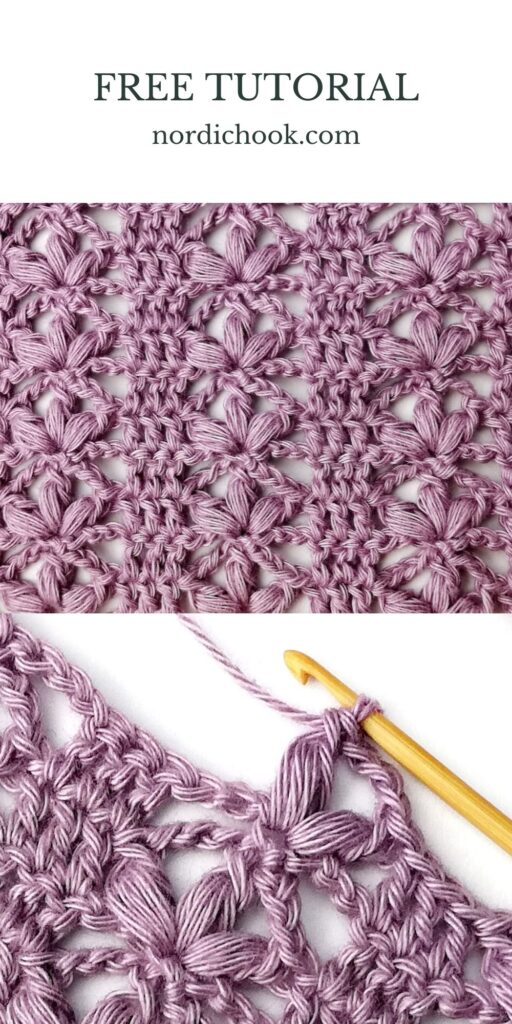 Crochet stitch tutorial: The aligned lotus stitch