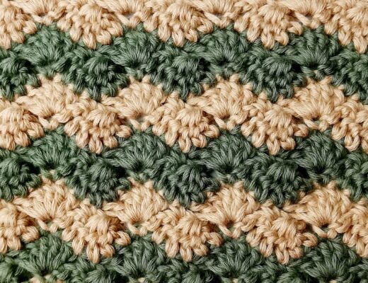 Crochet stitch tutorial: Interlocking shell stitch
