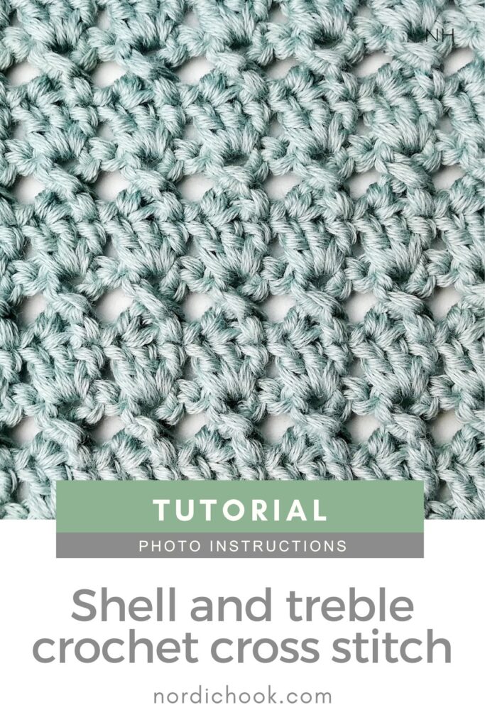 Crochet stitch tutorial: Shell and treble crochet cross stitch
