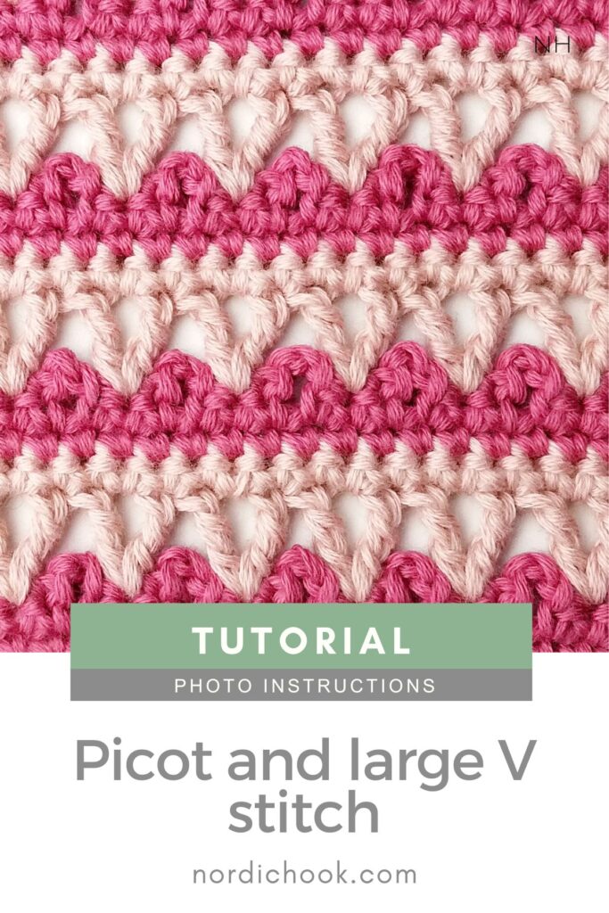 Crochet stitch tutorial: Picot and large V stitch