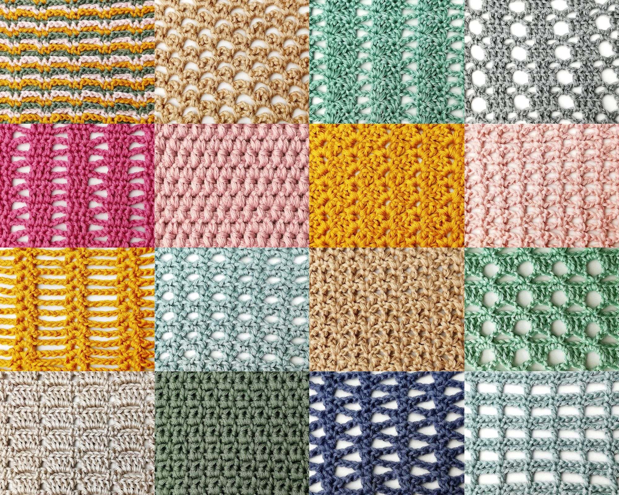 20 unique crochet stitches for beginners step-by-step