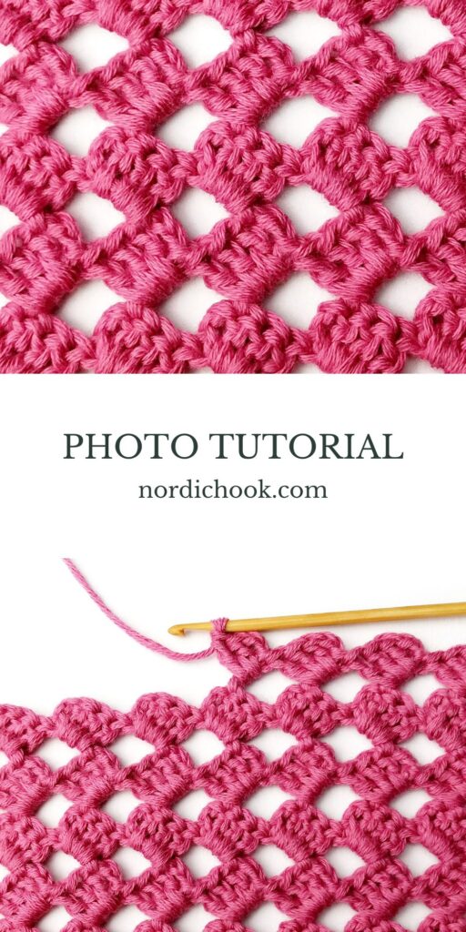 Crochet stitch tutorial: Lacy checkered diamond stitch
