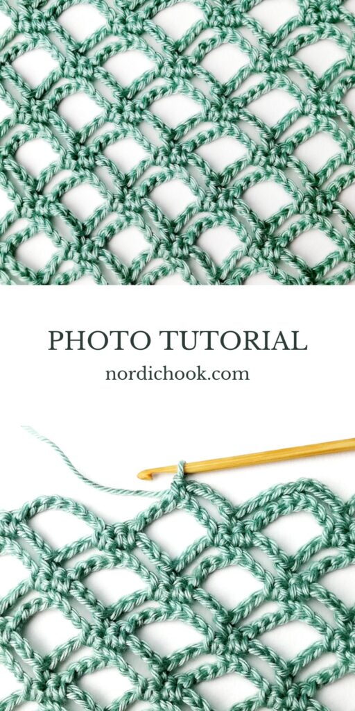 Step-by-step crochet stitch tutorial: Double trellis stitch