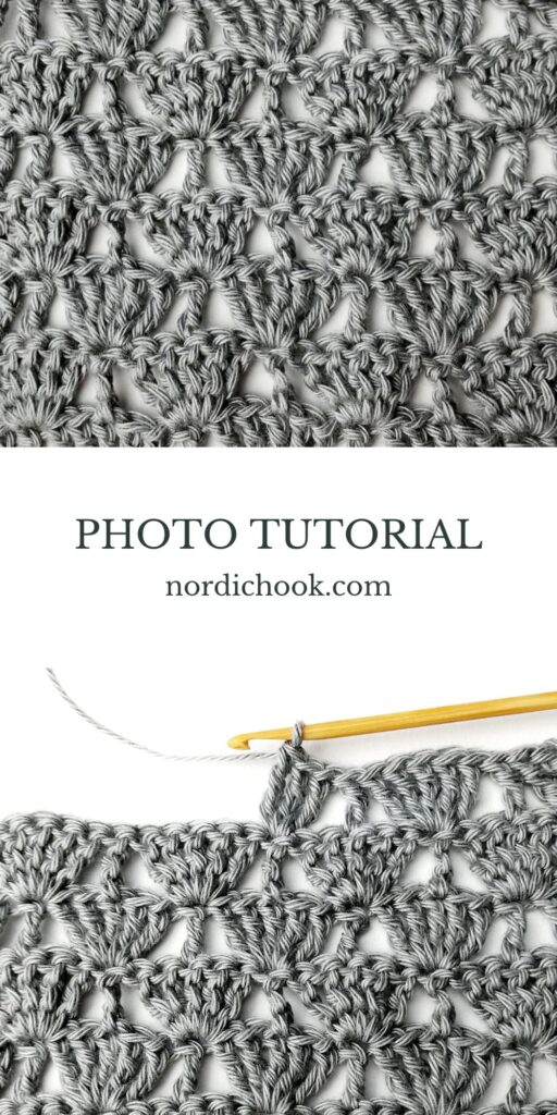 Crochet stitch tutorial step-by-step: Large uneven fan stitch