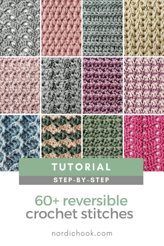 60+ reversible crochet stitches step-by-step with photos