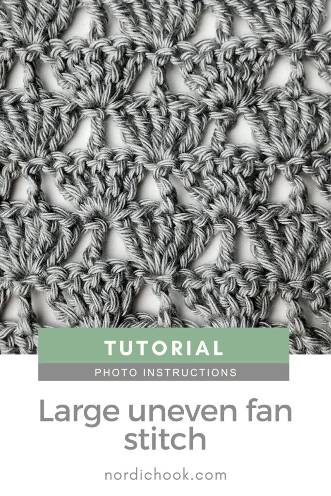 Crochet stitch tutorial step-by-step: Large uneven fan stitch