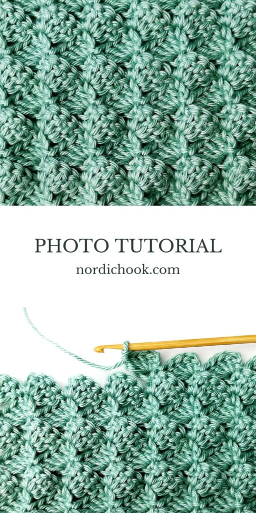 Crochet stitch photo tutorial: Mixed diagonal shell stitch