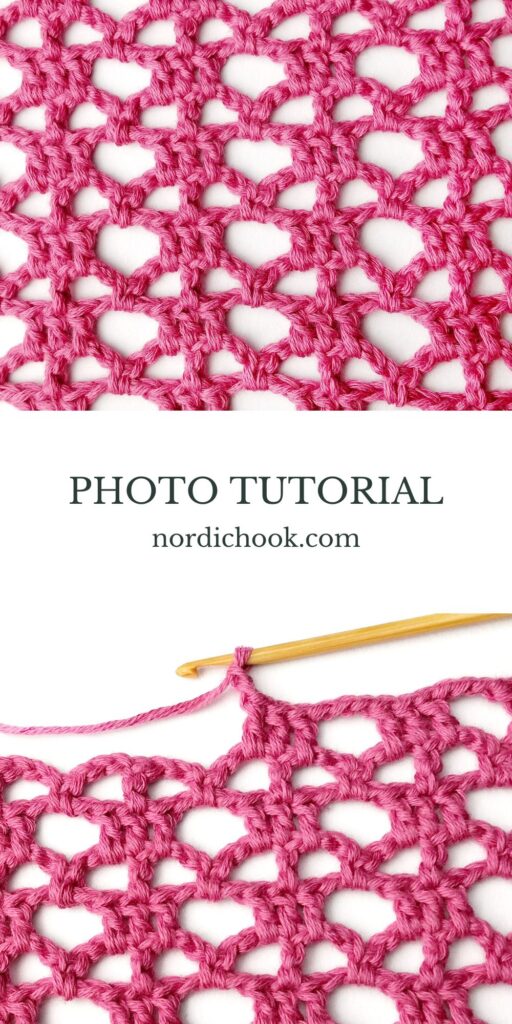 Crochet stitch step-by-step photo tutorial: Lacy square and eyelet stitch