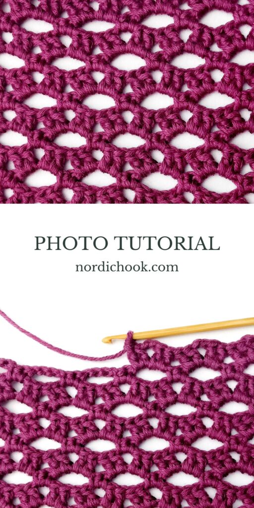 Crochet stitch step-by-step photo tutorial: Eyelet and mixed block stitch