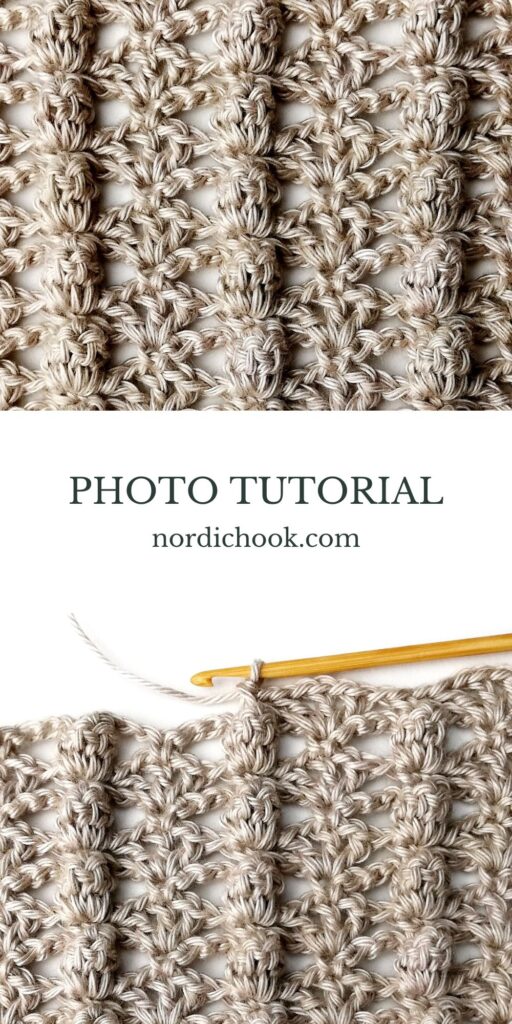 Crochet stitch step-by-step tutorial: Popcorn and lacy shell stitch