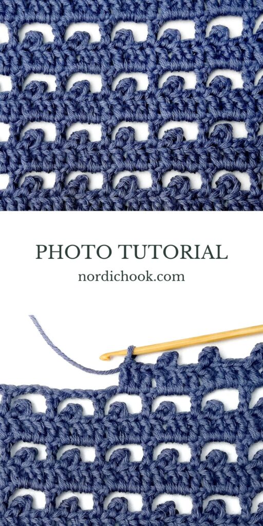 Crochet stitch step-by-step photo tutorial: Striped boxed picot stitch
