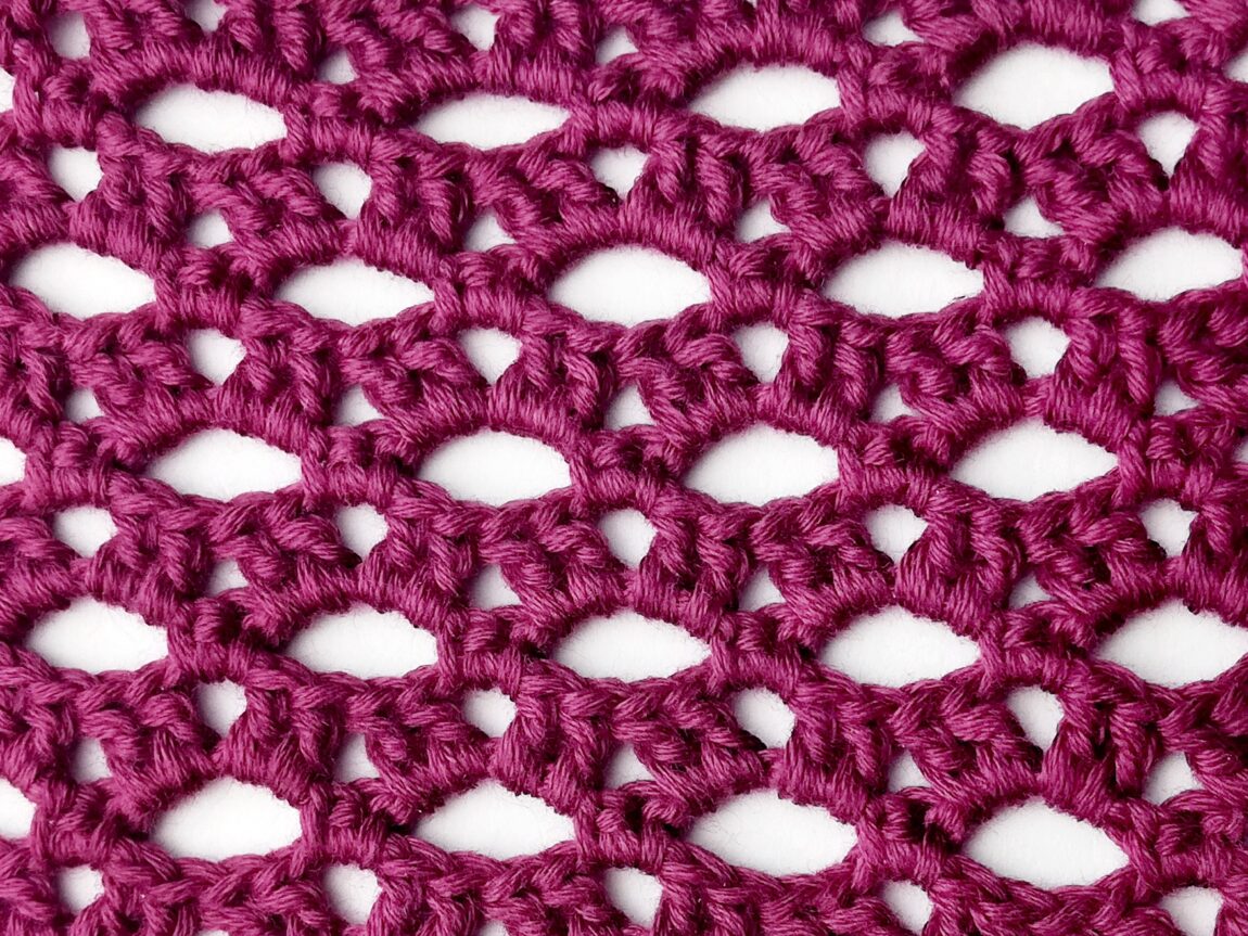 Crochet stitch step-by-step photo tutorial: Eyelet and mixed block stitch