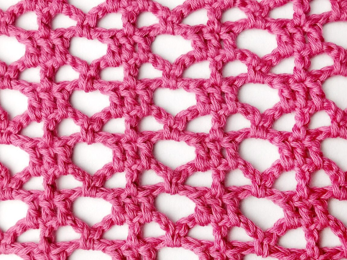 Crochet stitch step-by-step photo tutorial: Lacy square and eyelet stitch