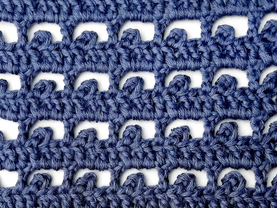 Crochet stitch step-by-step photo tutorial: Striped boxed picot stitch
