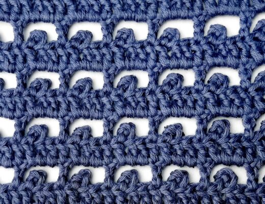 Crochet stitch step-by-step photo tutorial: Striped boxed picot stitch
