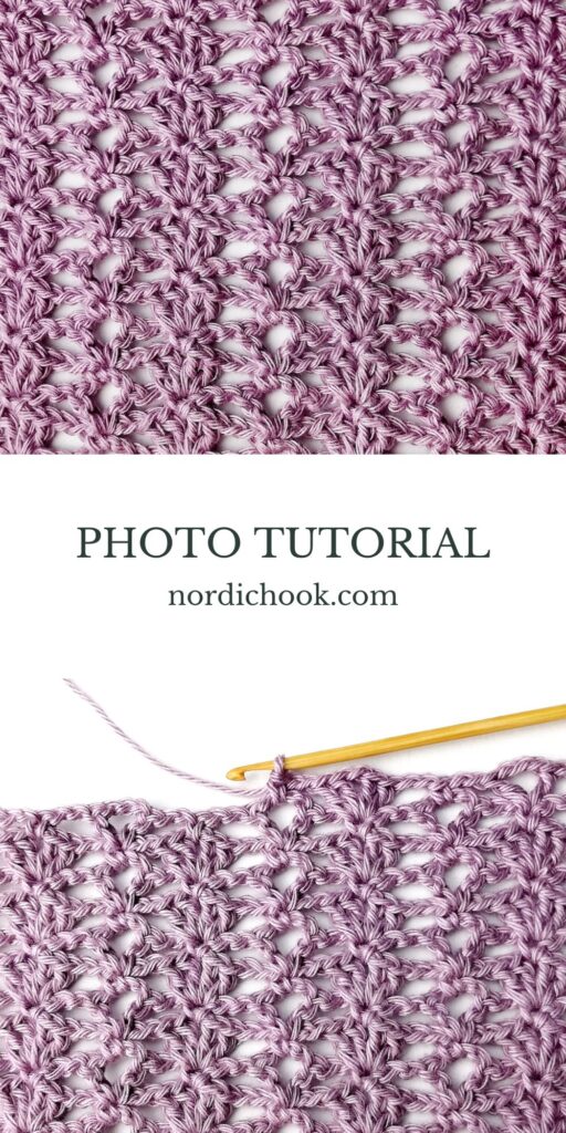 Crochet stitch step-by-step photo tutorial: Lacy V and double V stitch