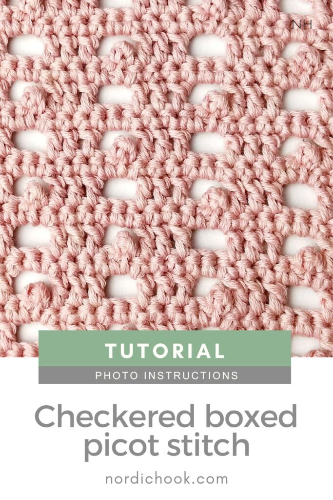 Crochet stitch step-by-step photo tutorial: Checkered boxed picot stitch