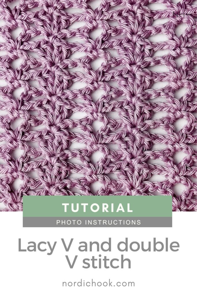 Crochet stitch step-by-step photo tutorial: Lacy V and double V stitch