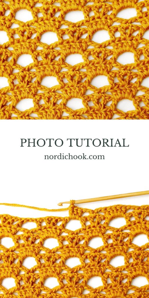 Crochet stitch step-by-step photo tutorial: Eyelet and boxed V stitch