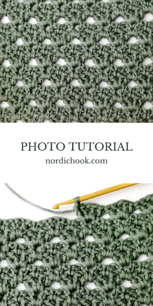 Crochet stitch step-by-step photo tutorial: Uneven woven V stitch