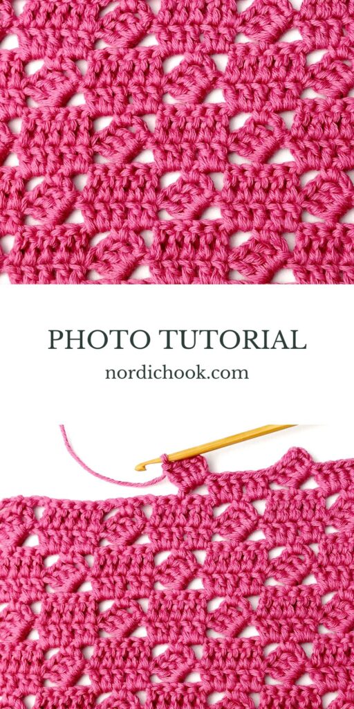 Crochet stitch step-by-step photo tutorial: Checkered tilted block stitch