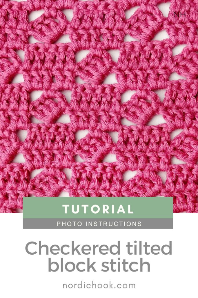 Crochet stitch step-by-step photo tutorial: Checkered tilted block stitch