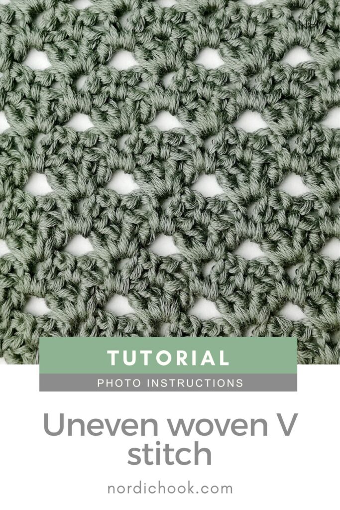 Crochet stitch step-by-step photo tutorial: Uneven woven V stitch