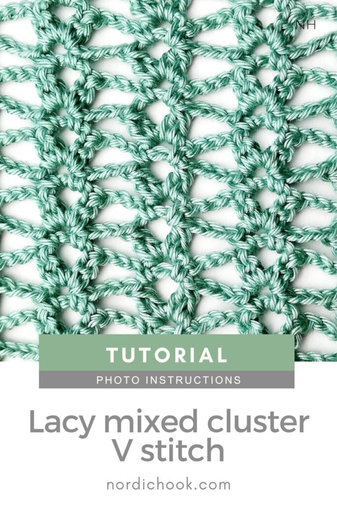 Crochet stitch photo tutorial: Lacy mixed cluster V stitch